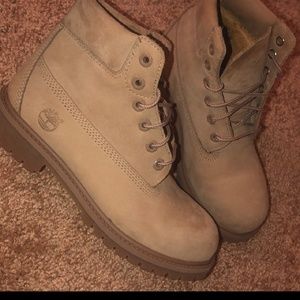 Beige Timberlands (size 3) Youth